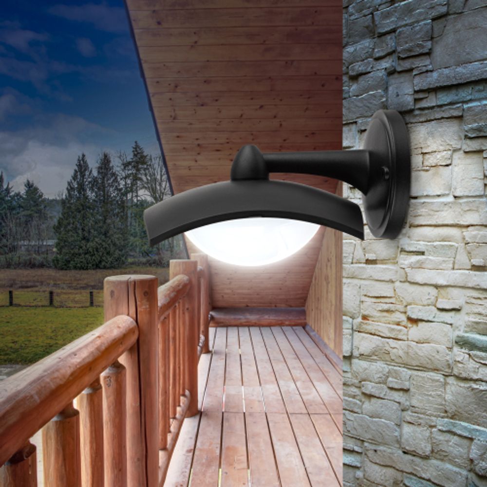 Садово-парковый светильник ЭРА ДБУ 07-8-004 Дели 4 черный 4 гранный настенный IP44 светодиодный 8Вт 6500K