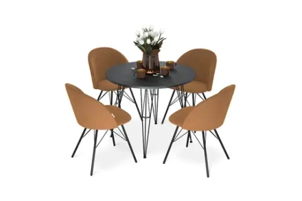 Обеденная группа Шеппорд каменный уголь / горчичный / черный муар