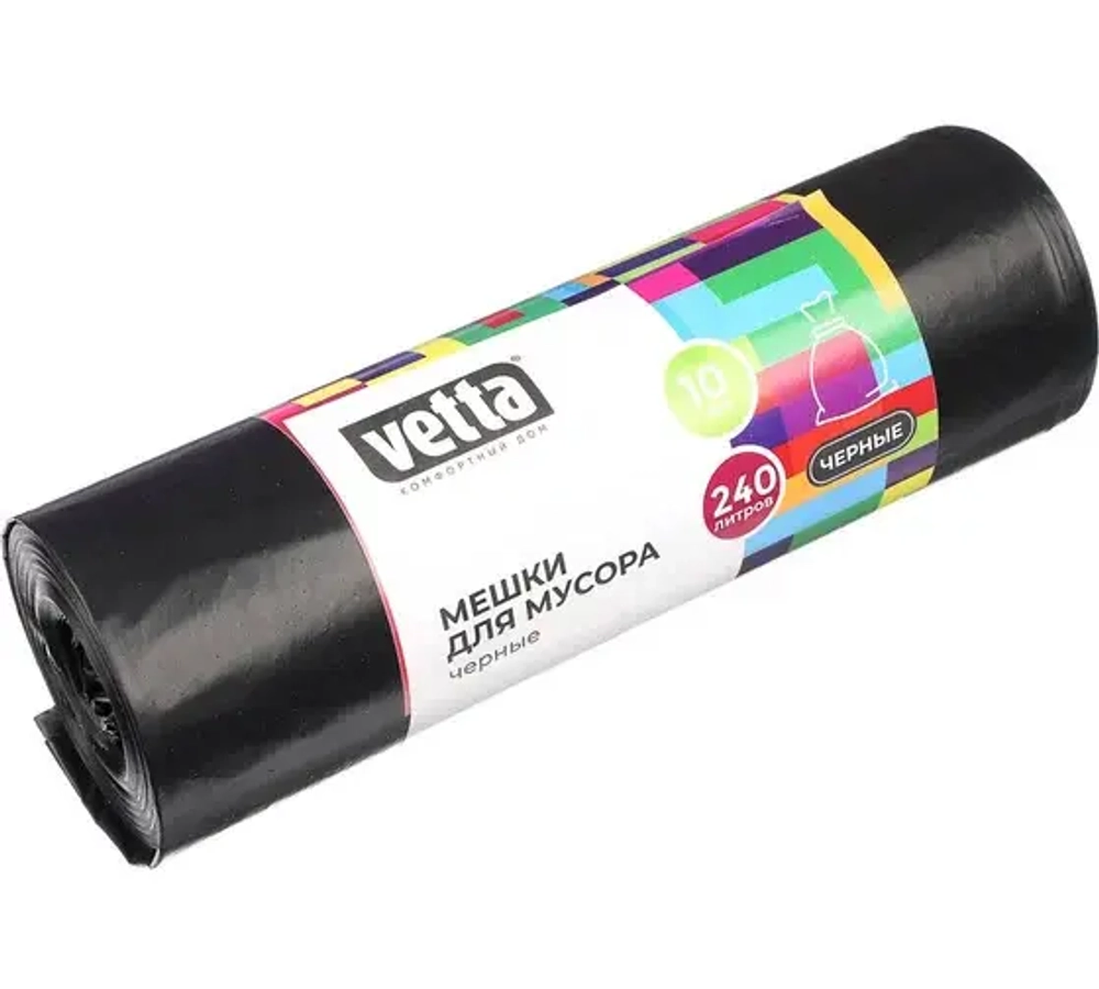 VETTA Мешки для мусора 240 л., 10 шт., прочные, ПВД, рулон