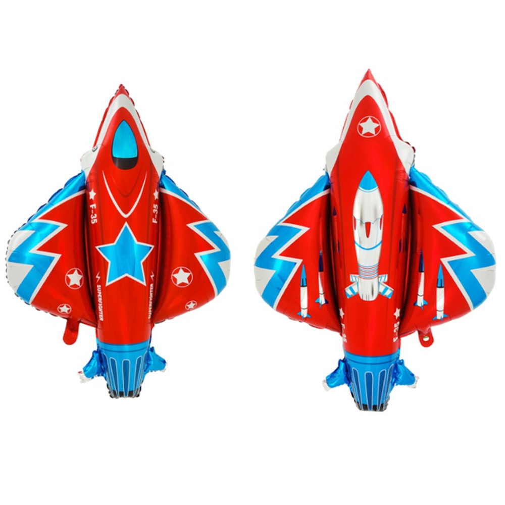 Шар Фольгированный Набор 2 шт Истребитель сине-красный (Красный)