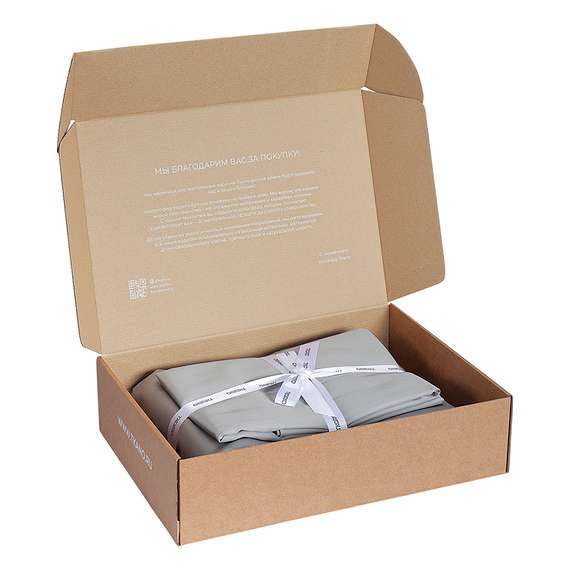 Комплект постельного белья из премиального сатина серого цвета из коллекции essential, 150х200 см