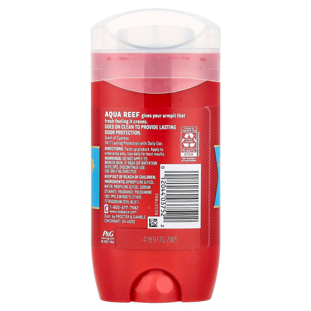 Old Spice, Aqua Reef, дезодорант, кипарис, 85 г (3 унции)