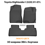 Автомобильные коврики ЭВА с бортами для Toyota Highlander I (U20) 01-07г.