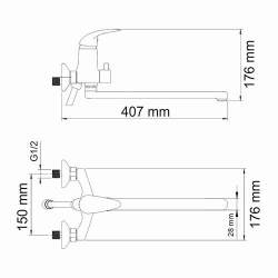 Isen 2602L Смеситель для ванны с длинным изливом