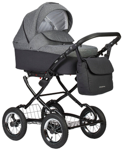 Детская коляска Indigo Charlotte Sity Classic 12 3 в 1 с автокреслом Avionaut Cosmo Cs04 черный/т.серый