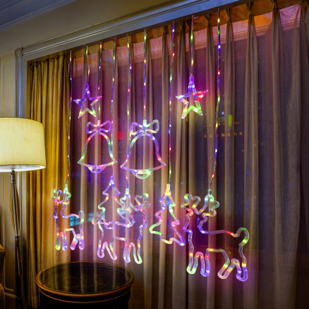 Светодиодная новогодняя гирлянда ЭРА ЕGNIG - NY занавес Новый Год 2,4*1,1 м 8 режимов мультиколор 171 LED | Гирлянды