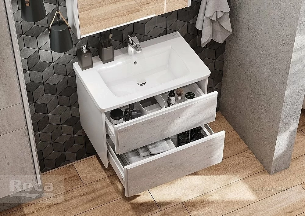 Тумба с раковиной Roca Ronda ZRU9303003 70 белый матовый/бетон
