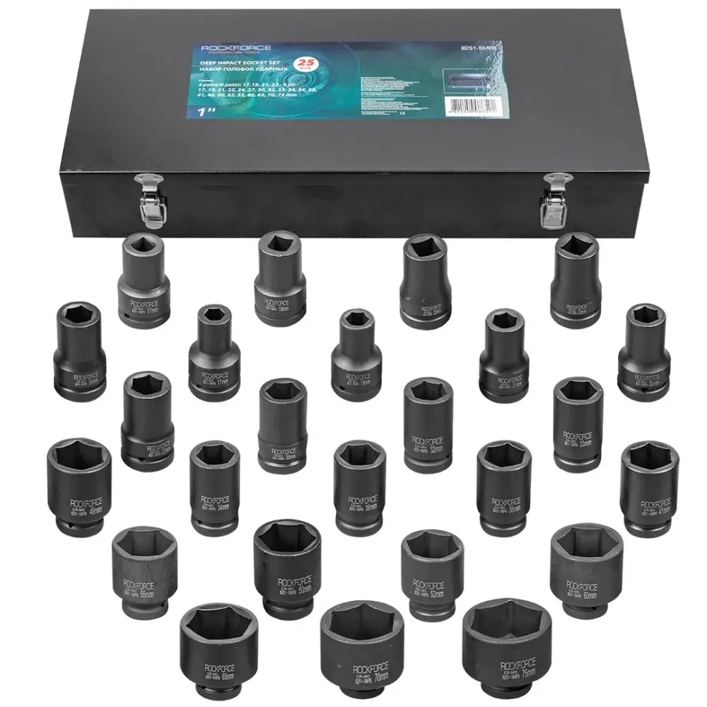 Набор головок ударных 25пр. 1'', 6гр. RockForce##Rock FORCE RF-8251-5MPB
