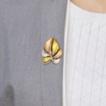 Брошь Shadore Лист резной XZ0863.10 BR/G