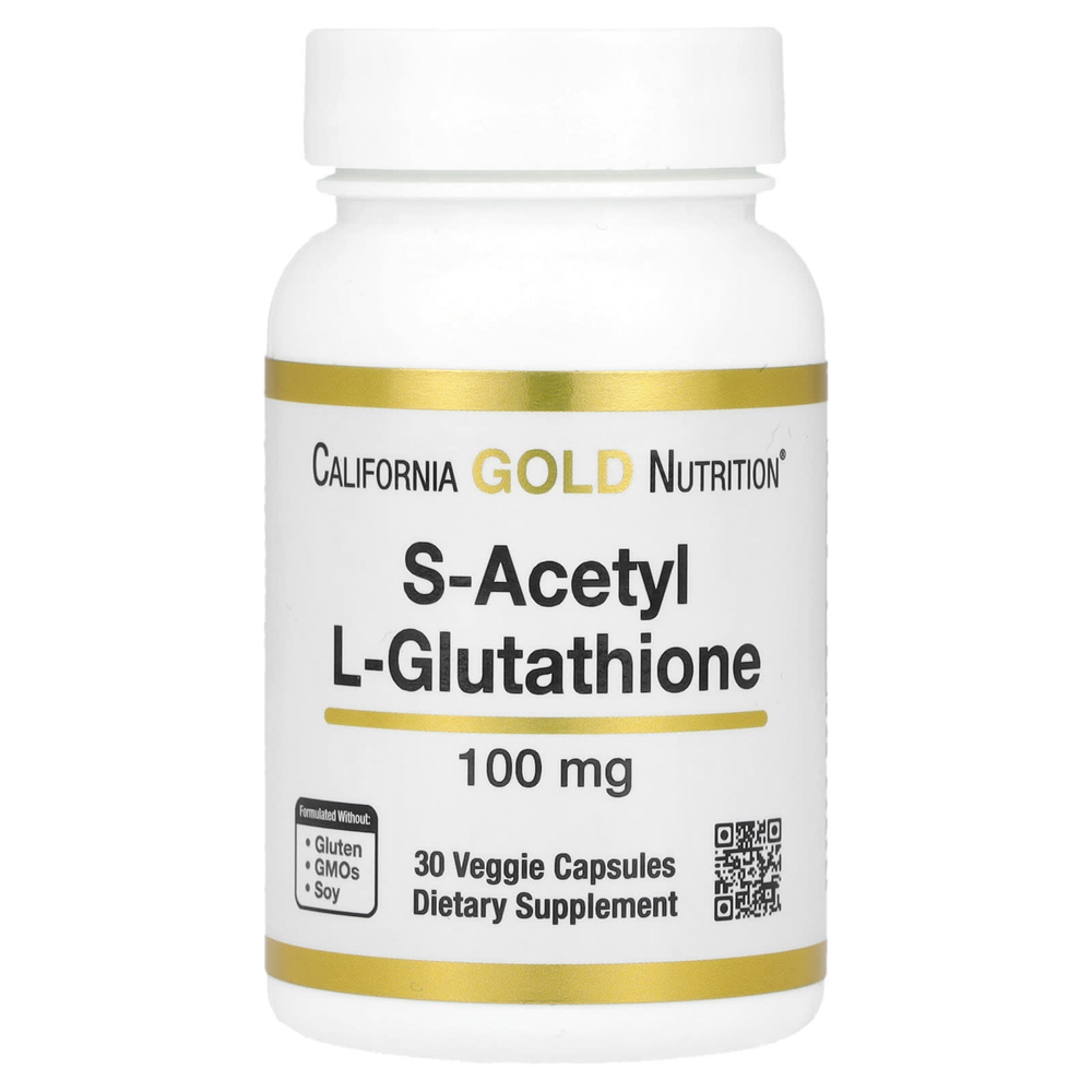 California Gold Nutrition, S-ацетил-L-глутатион, 100 мг, 30 растительных капсул