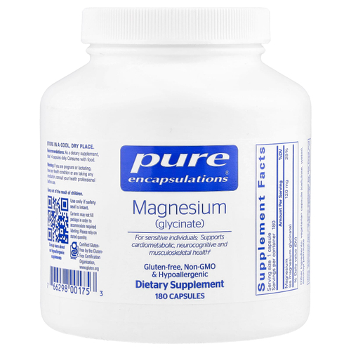 Pure Encapsulations, магний (глицинат), 180 капсул (120 мг в 1 капсуле)