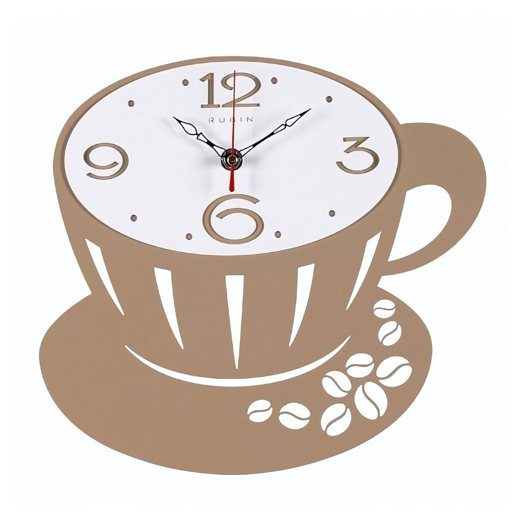 2628-004 Часы настенные из металла, корпус бежевый+белый, "Капучино" Рубин