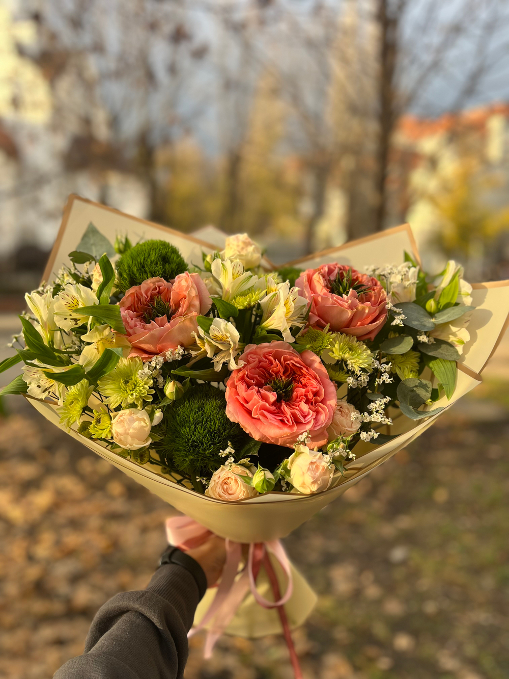 Букет с розой Мандарин