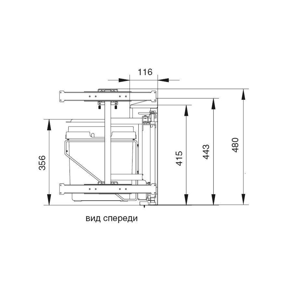Набор для раздельного сбора мусора, в базу 450, левый  С ДОВОДЧИКОМ