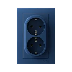 Розетка 2-м. AtlasDesign 16А с заземл. в сборе аквамарин SE ATN001124