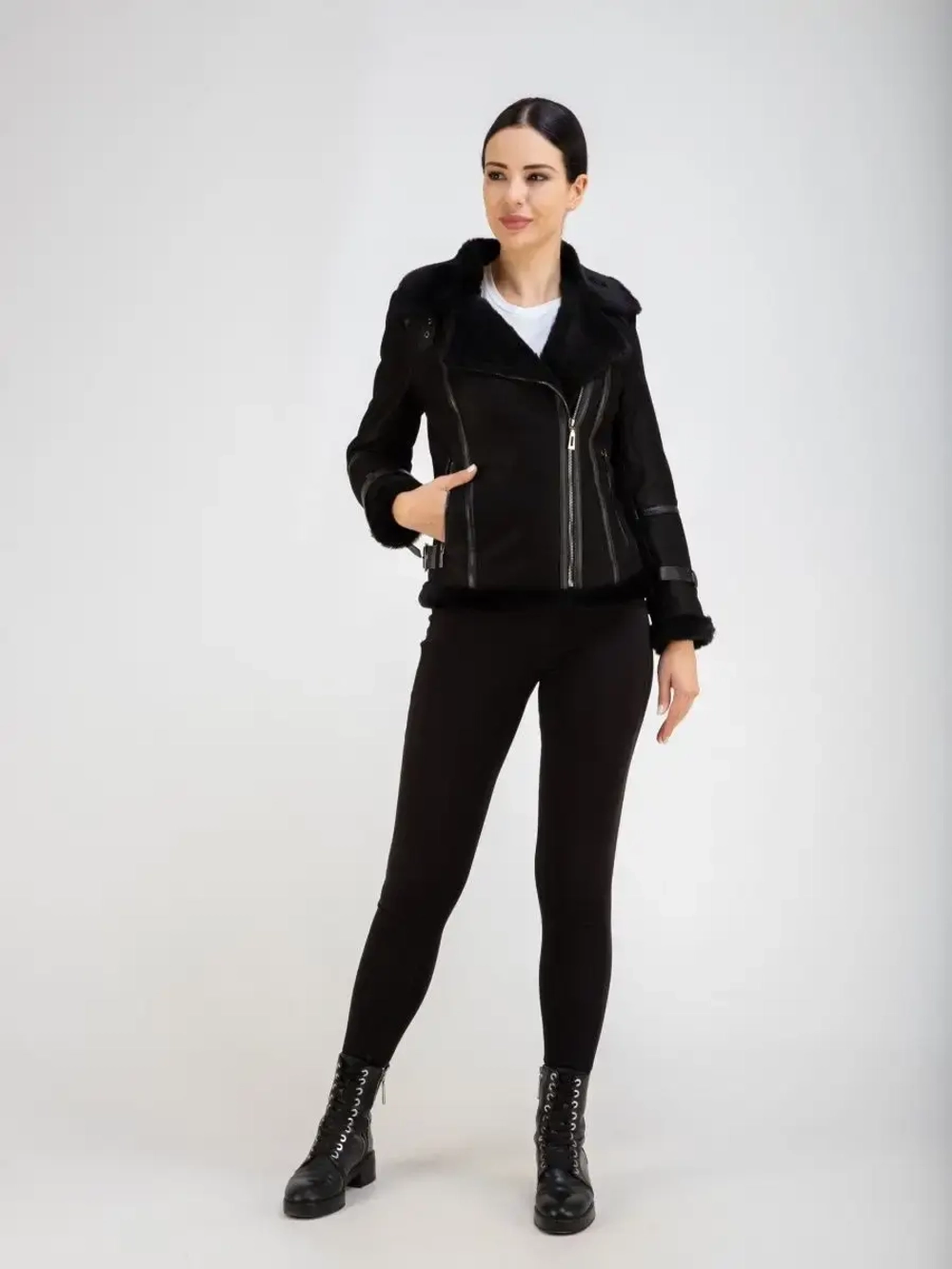 Дубленка авиатор натуральная короткая Турция