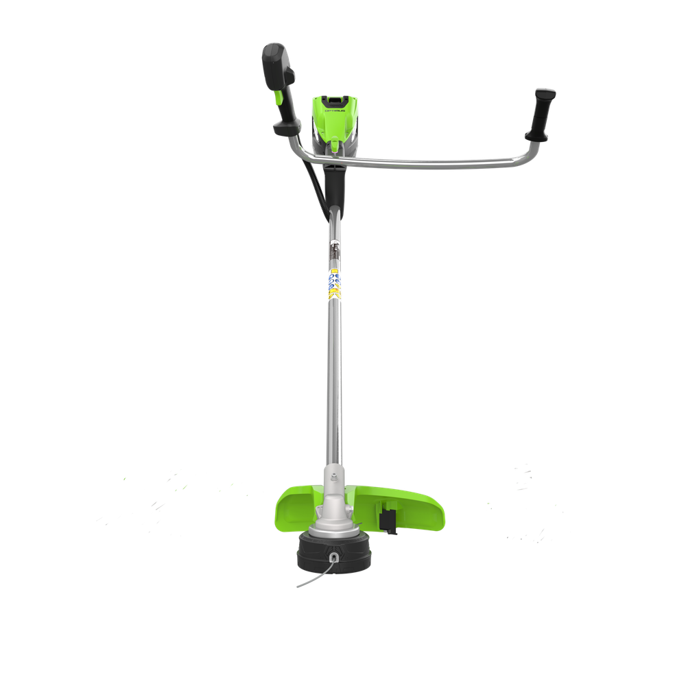 Триммер аккумуляторный Greenworks TB201H, Арт. 2112407, 82V, 2,0 кВт, 46 см, c трехлопастным ножом и кусторезом, бесщеточный, без АКБ и ЗУ