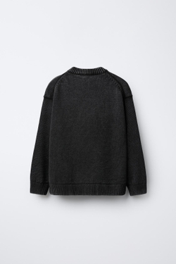 ZARA СВИТЕР С ЭФФЕКТОМ ПОТЕРТОСТИ, ЧЕРНЫЙ