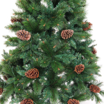 Елка светодиодная «Лесная метель» 210 см, ПВХ+леска (шишки и напыление), 1075 веток, 240 ламп LED, Теплый белый