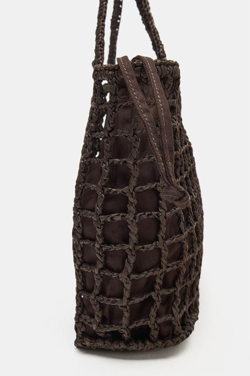 ZARA ПЛЕТЕНАЯ МИНИ-СУМКА-ТОУТ, КОРИЧНЕВЫЙ