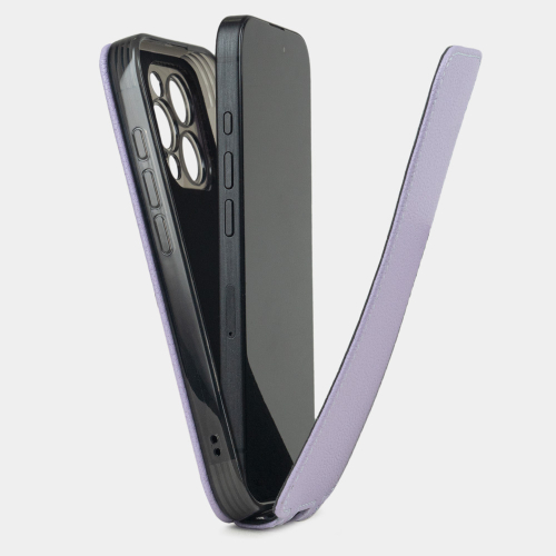 Чехол iPhone 16 Pro натуральная кожа козы, сиреневого цвета