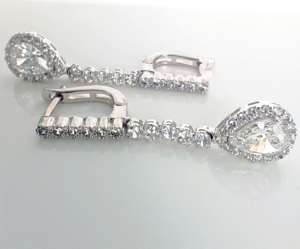 Серьги ювелирные Эстерелла, серебро 925 пробы, родированные, с фианитами/Ф