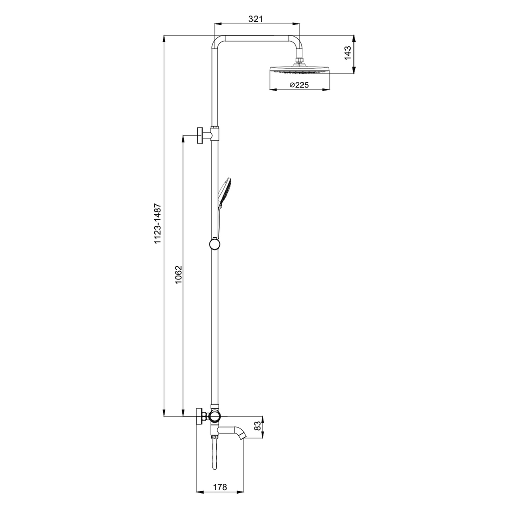 Душевая система термостат  G2490 GAPPO лейка "Тропический душ" D225 ХРОМ