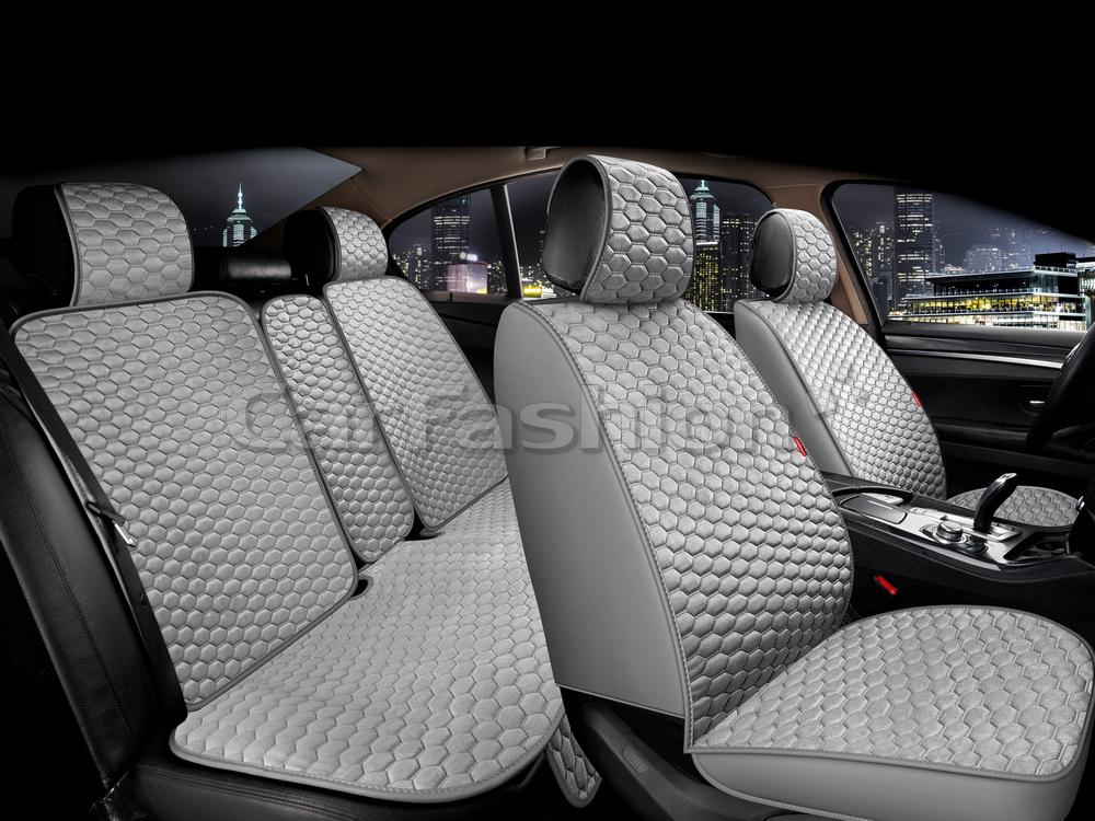 Накидки сидений ПОЛНЫЙ CarFashion (кт) -«SOTA PLUS» 22760 -Велюр серый/серый/серый