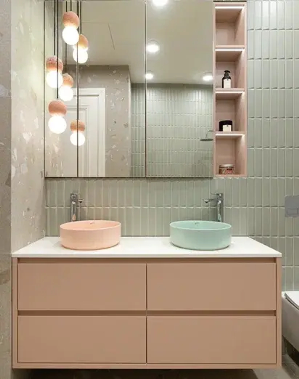 Тумба для ванной с двойной раковиной