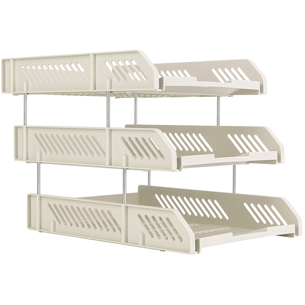 Лоток горизонтальный DELI, 3-х рядный,  пластик, серый