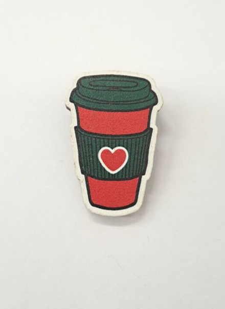 Значок деревянный "Стакан"