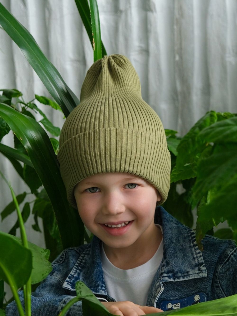 Шапка вязаная-резинка хлопковая КЭП(Хакки)