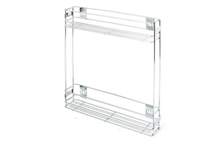 Бутылочница 150 выкатная на 2 полки 460х100х480мм,  с левым боковым крепл и крепл к фасаду, направл. на 450 ОТДЕЛЬНО, хром