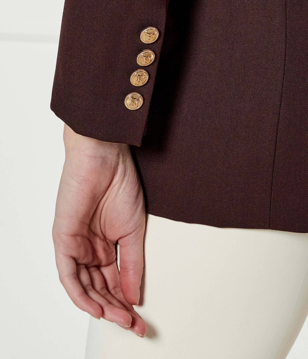 Хлопковый пиджак Elisabetta Franchi - коричневый(GI12851E2)