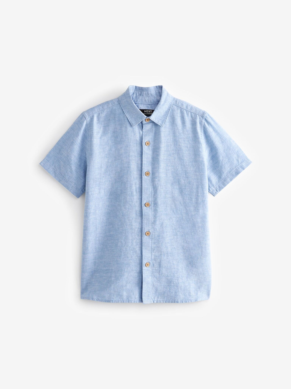 Рубашка льняная с коротким рукавом для мальчика Next 907-584, Голубой