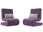 Кресло Волна (2 шт.), Сиреневый/Серый, Микровельвет\Велюр, 115670
