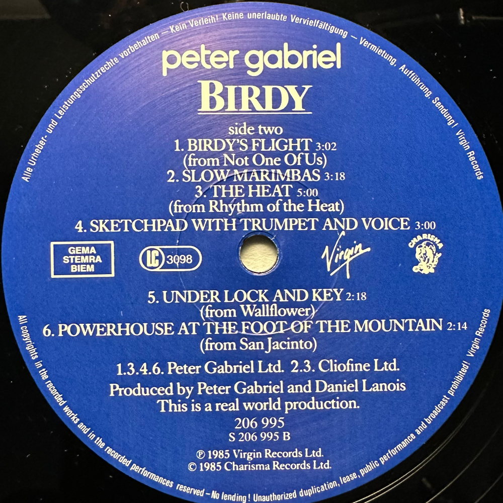 Peter Gabriel - Birdy (Европа 1985г.)