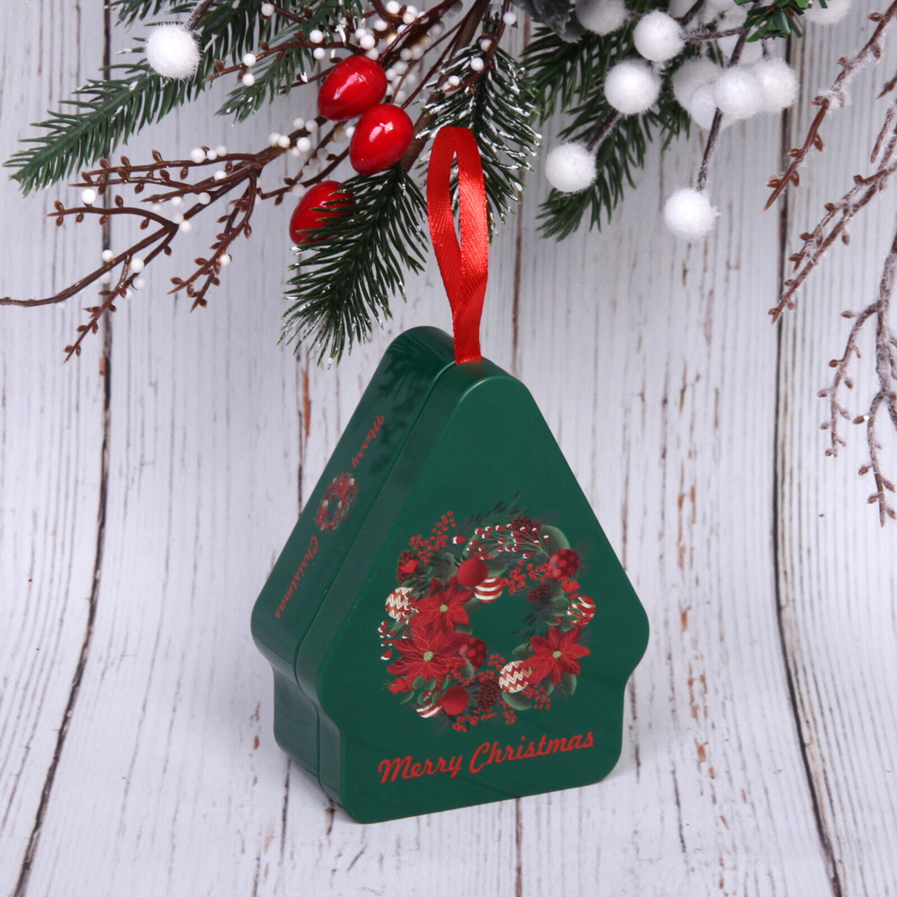 Банка жестяная «Домик» 10,5*8,5*4см венок