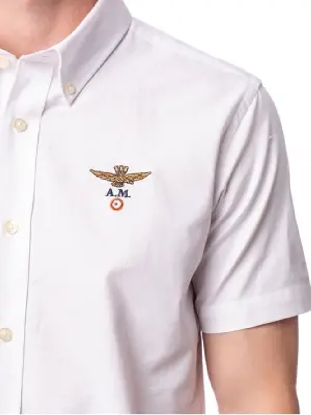 Рубашка муж. AERONAUTICA 1243 белый кор. рукав