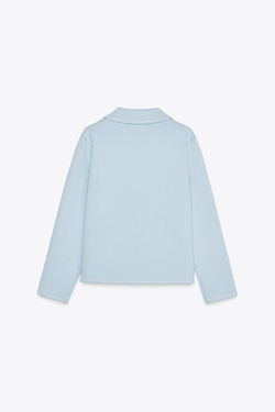 ZARA КАРДИГАН С ОКАНТОВКОЙ, СИНИЙ/БЕЛЫЙ