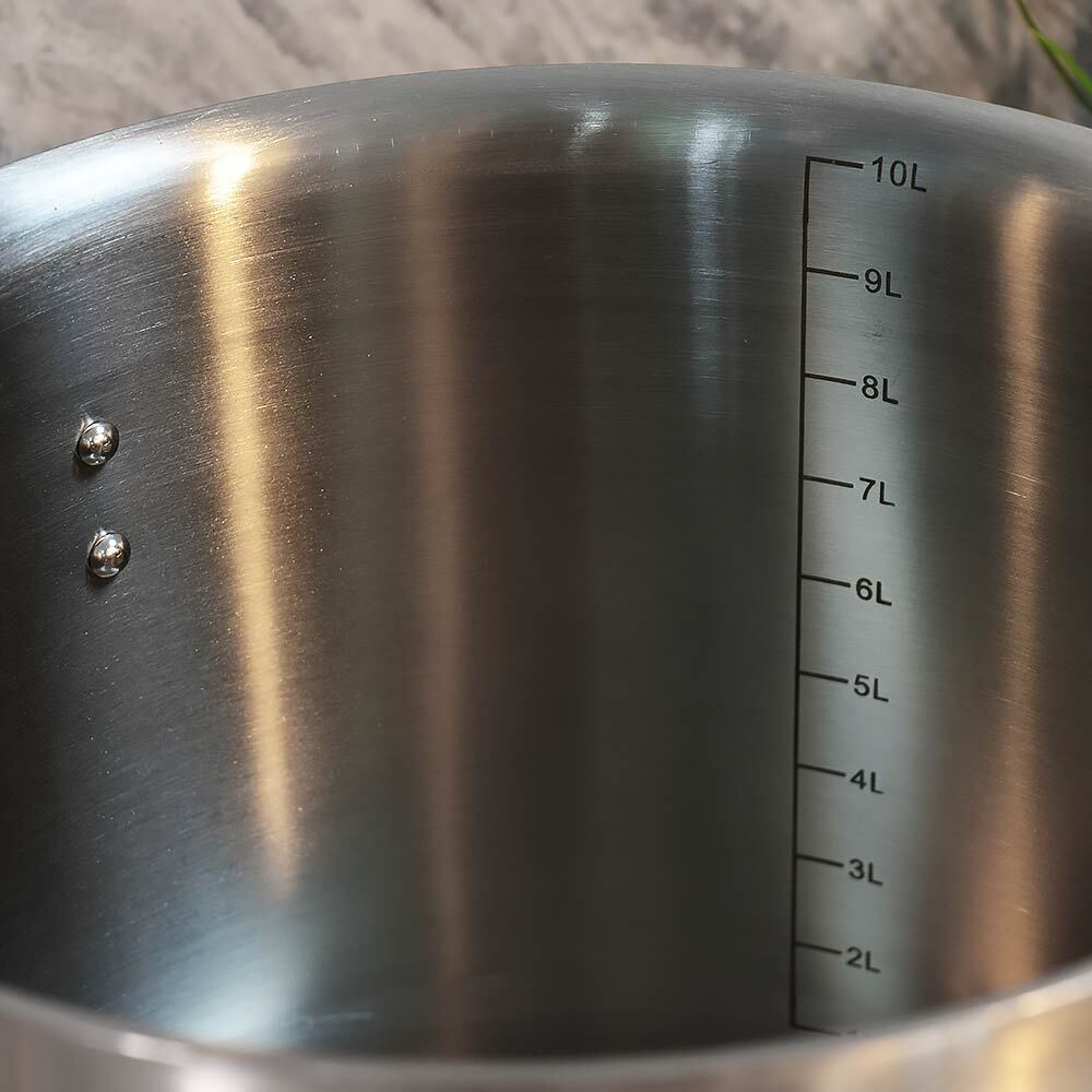 Кастрюля 10л, нерж.сталь, d=25см, h=21см, тройное дно, индукция, мерная шкала, "PROFESSIONAL" Luxaro