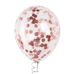 Латексный шар с крупным конфетти розовое золото, хром, 36 см