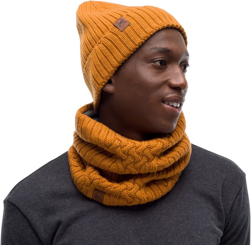 Вязаный шарф-труба с флисом Buff Neckwarmer Knitted Polar New Helle Mustard Фото 3