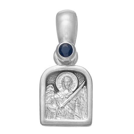 Образок из серебра/Частичное чернение/Подвижное ухо/Михаил/Со вставкой из фианитов