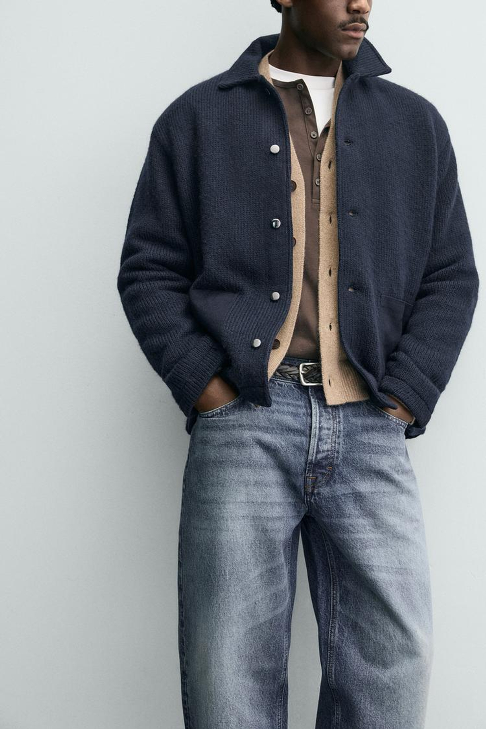 ZARA КАРДИГАН С РЕЛЬЕФНОЙ ТКАНЬЮ И КАРМАНАМИ, МОРСКОЙ СИНИЙ