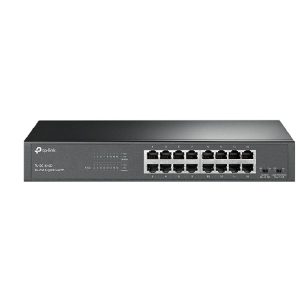 Коммутатор TP-Link TL-SG1016D Коммутатор с 16 гигабитными портами для размещения на столе или в стойке