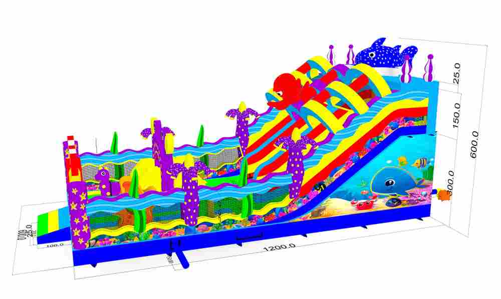 Коммерческий надувной батут «Мега риф», 12*6*6 м