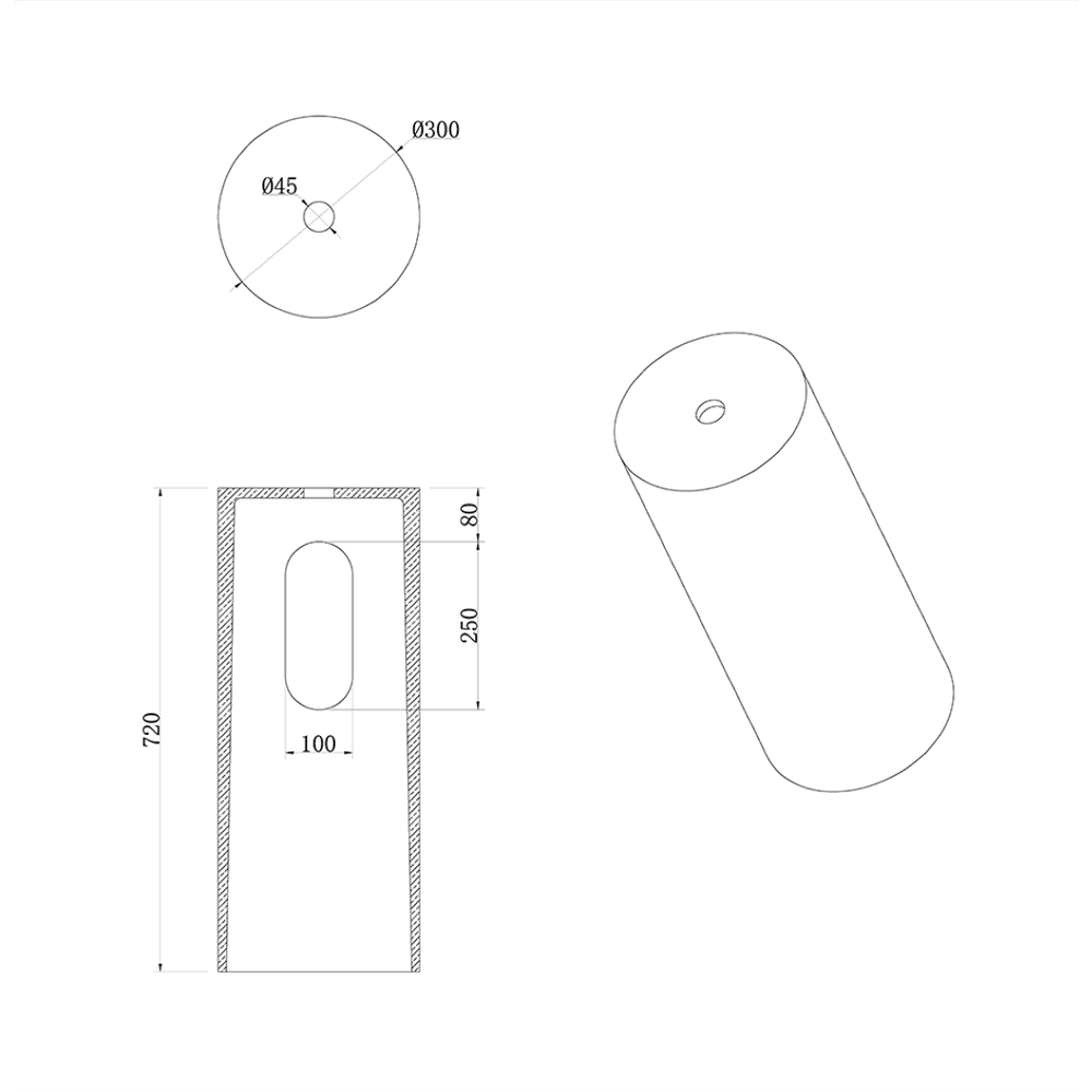 Раковина накладная Boheme Sole Corian 400*130 Calacatta с пьедесталом Corian 300*720 Red Wood