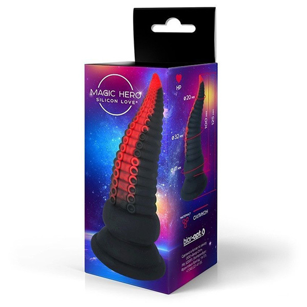 Черно-красный фантазийный анальный стимулятор-щупальце 12,5см Bior Toys Magic Hero MH-13054