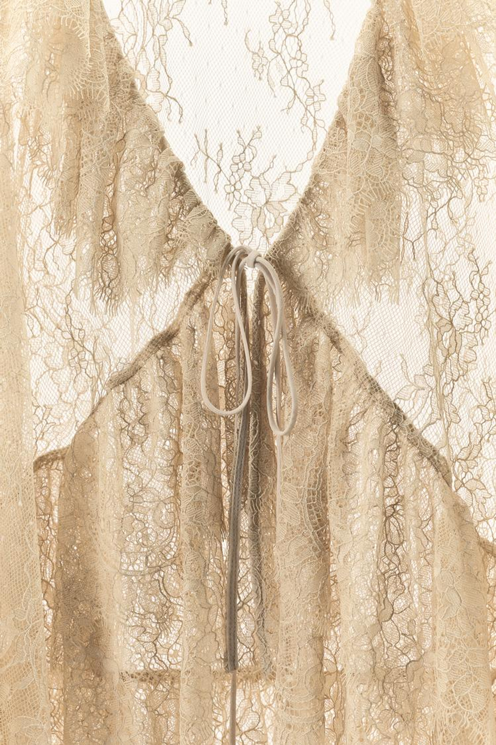 ZARA РУБАШКА ИЗ КРУЖЕВА С ВОЛАНАМИ — ZW COLLECTION LIMITED EDITION, ЭКРЮ